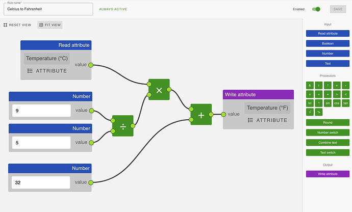 Flow from Celsius to Fahrenheit