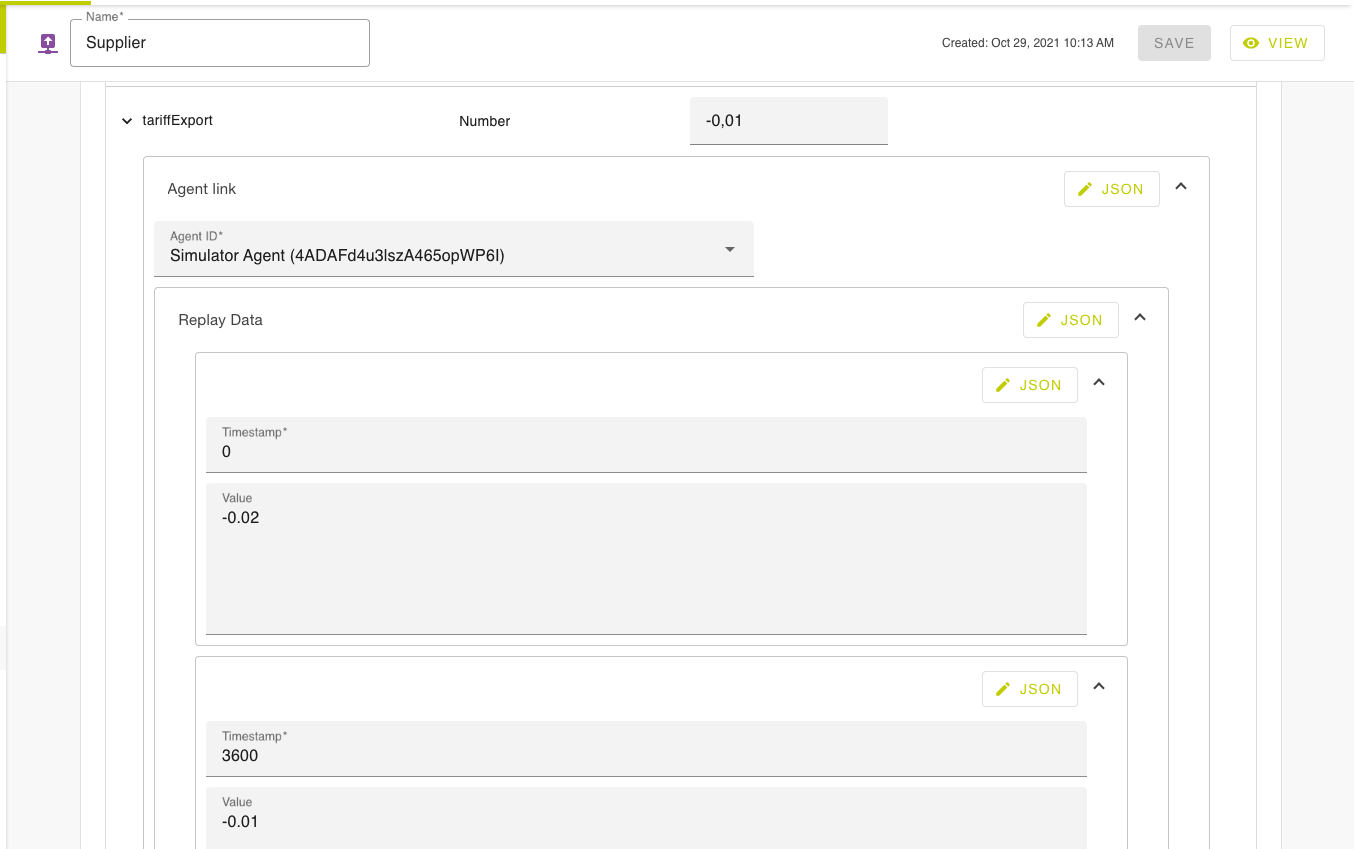 Supplier tariff export